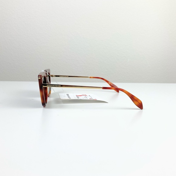 ALEXANDER MCQUEEN 54mm Square Sunglasses, Havana Gold/Green - Picture 2 of 4